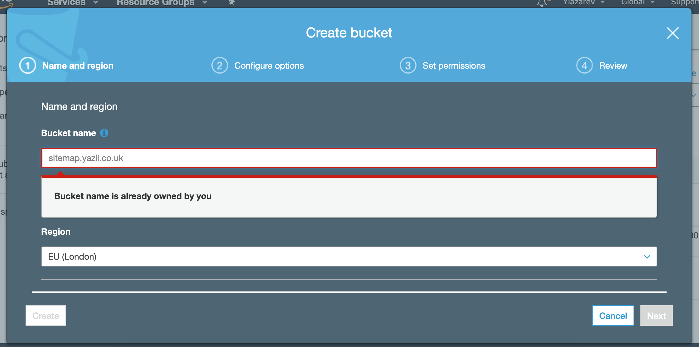 Create a new bucket for your sitemap