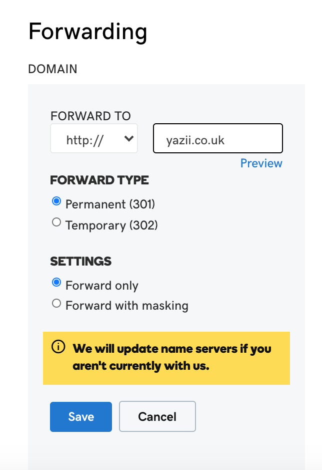 Configure forwarding settings