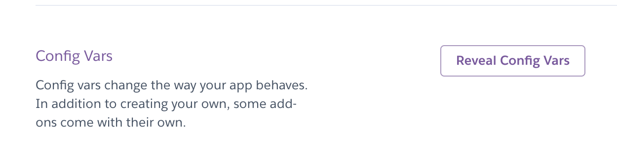 Config vars settings in Heroku