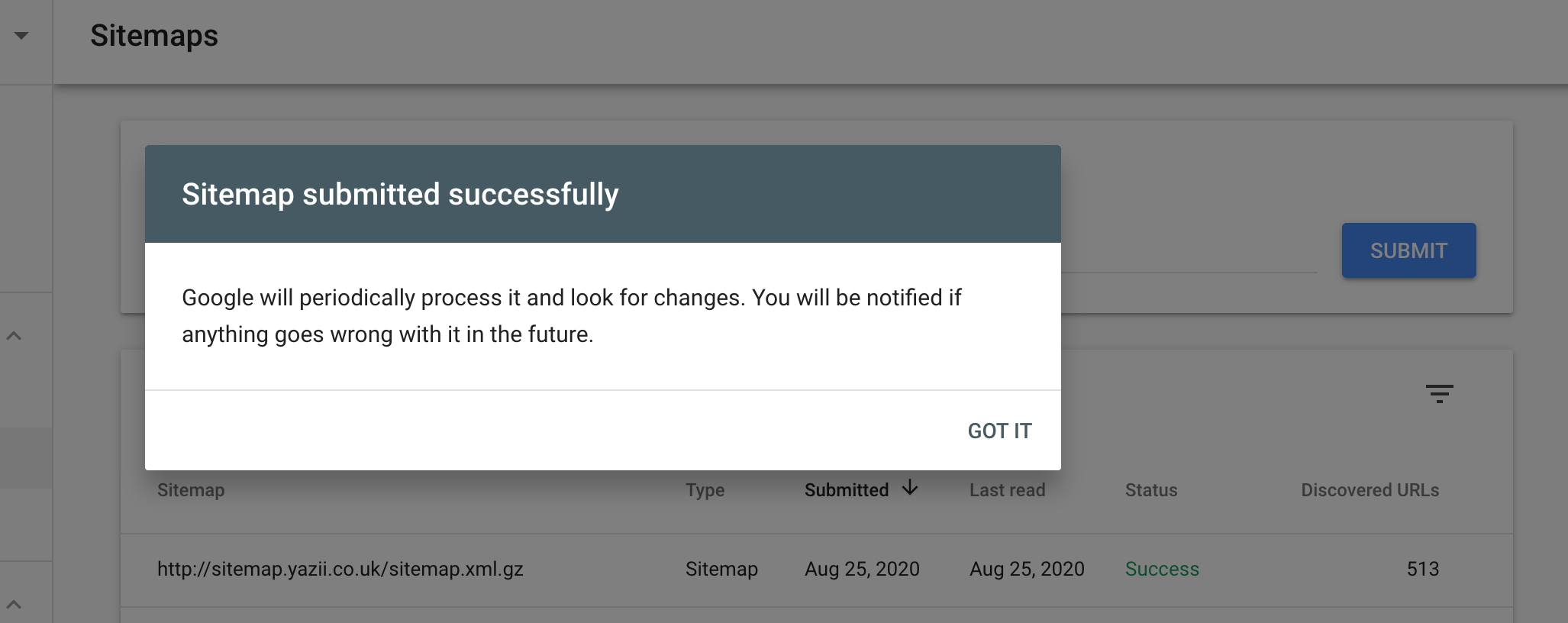 Upload your sitemap to Google Search Console