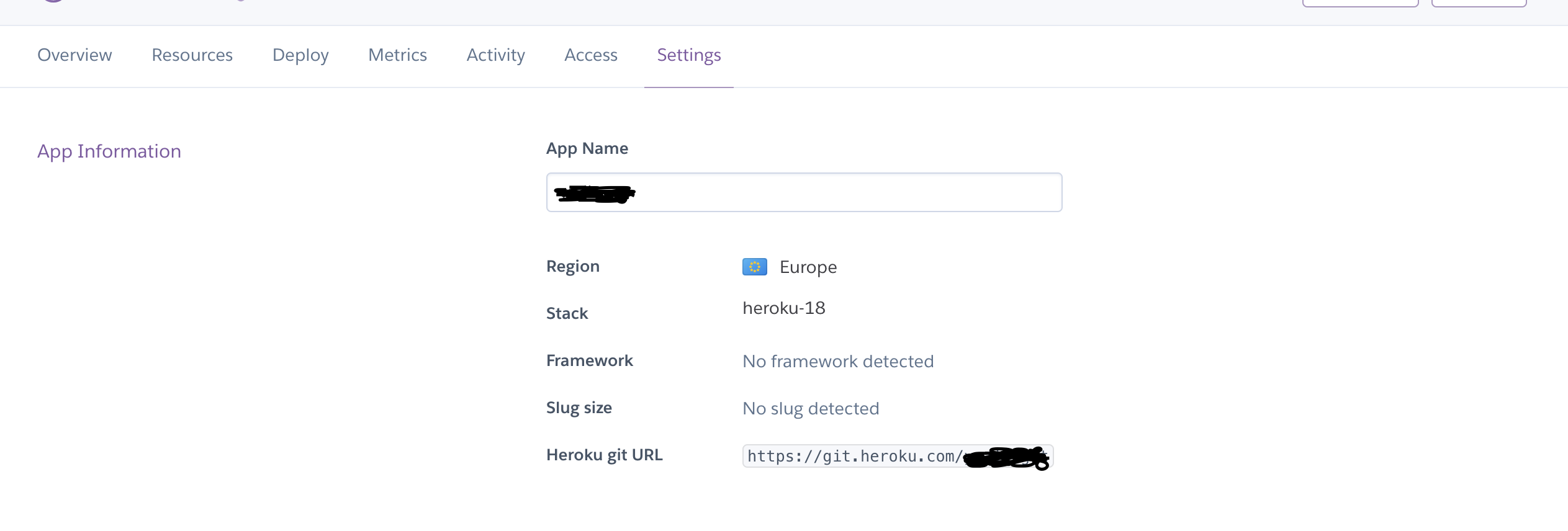 Find app settings in heroku