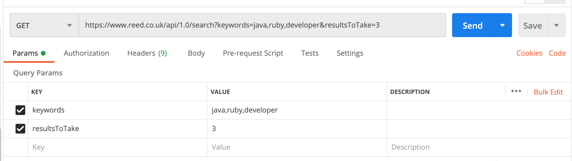 Test API query with Postman
