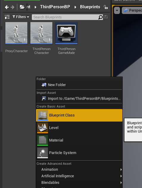 Create new Blueprint class