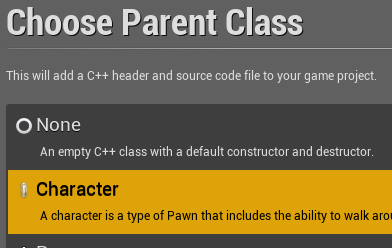 Choose Character as Parent class