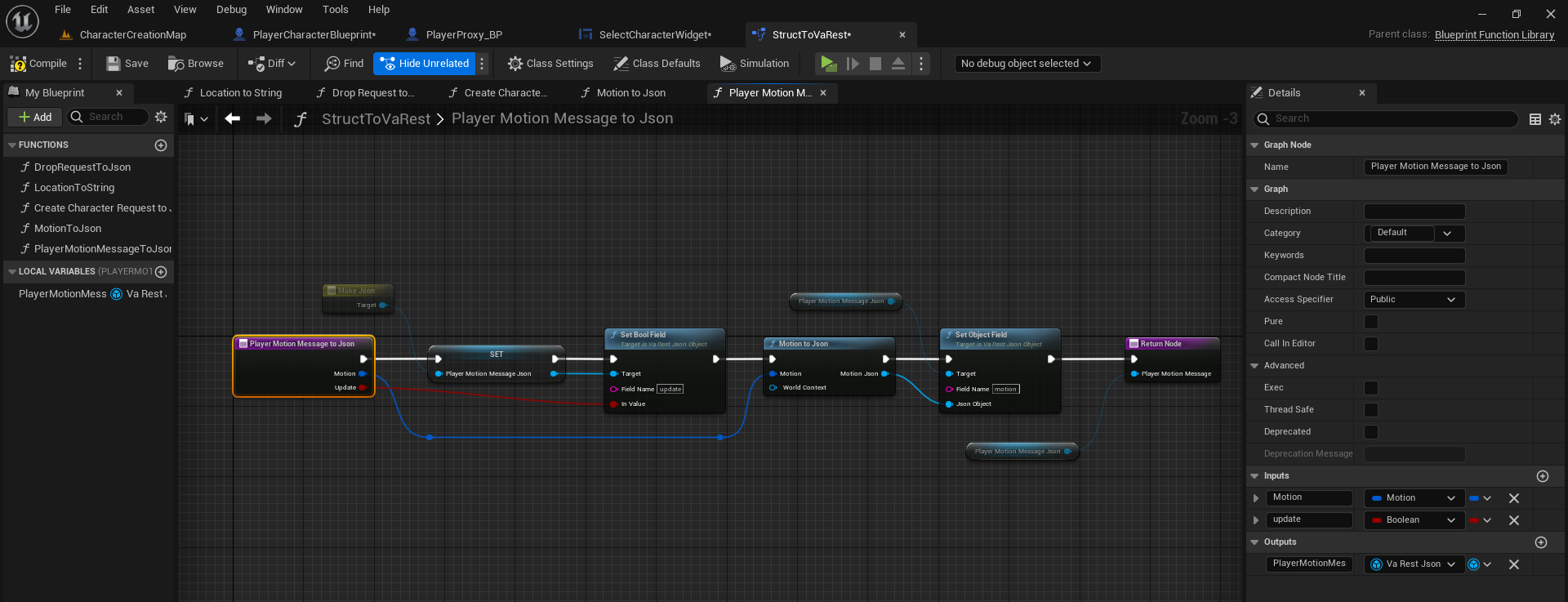 Construct json for motion update request