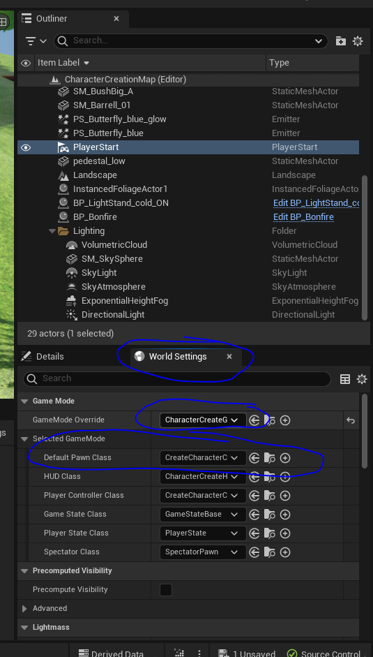 Set the default pawn class to be the newly created actor.