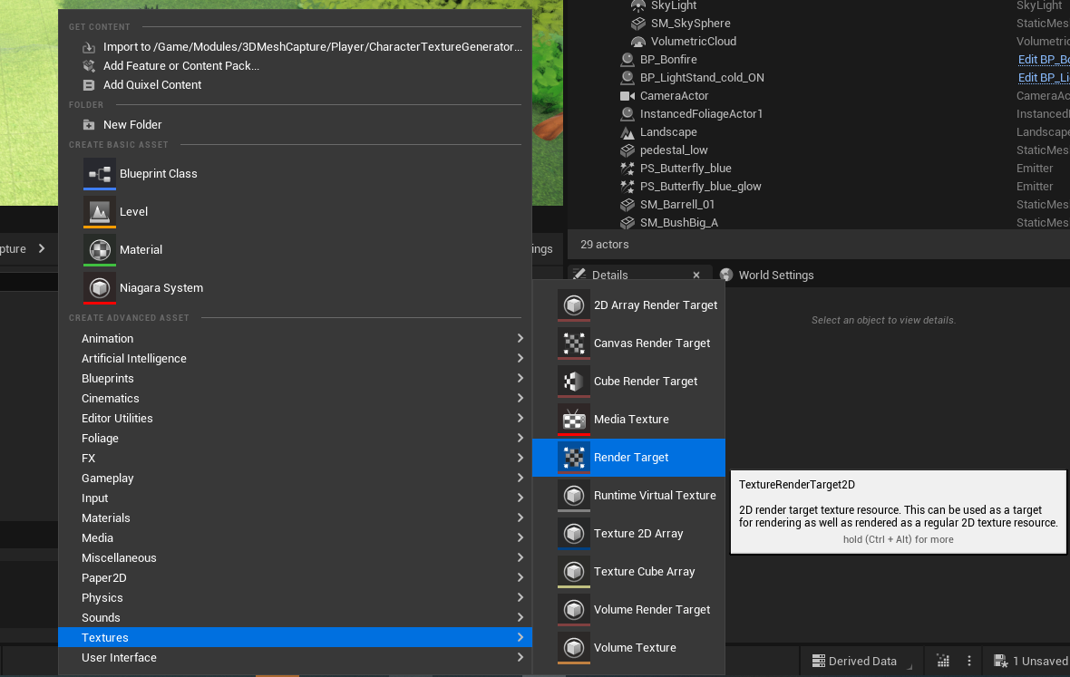 Create render target blueprint