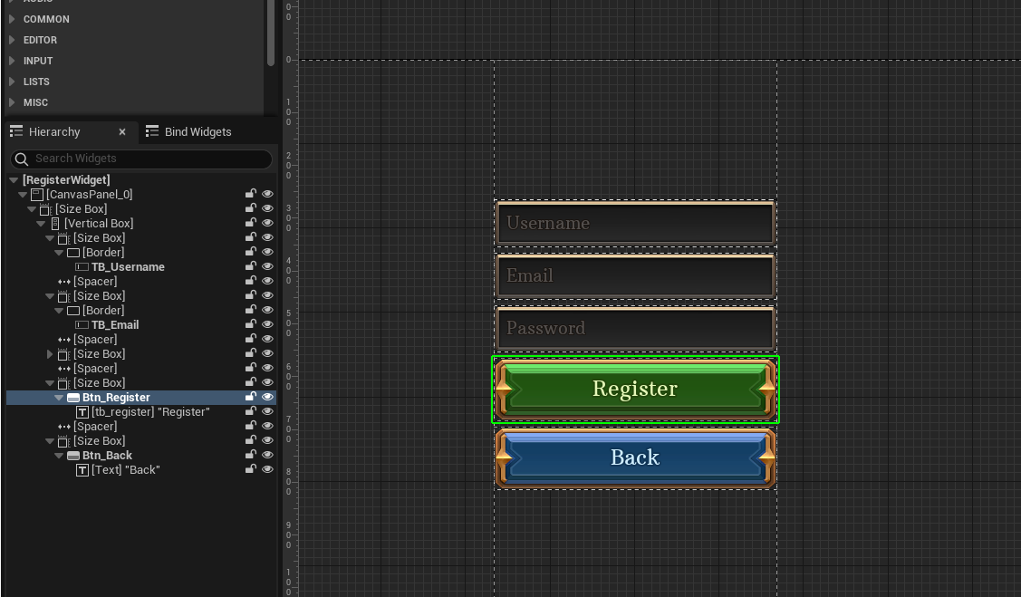 Register widget design