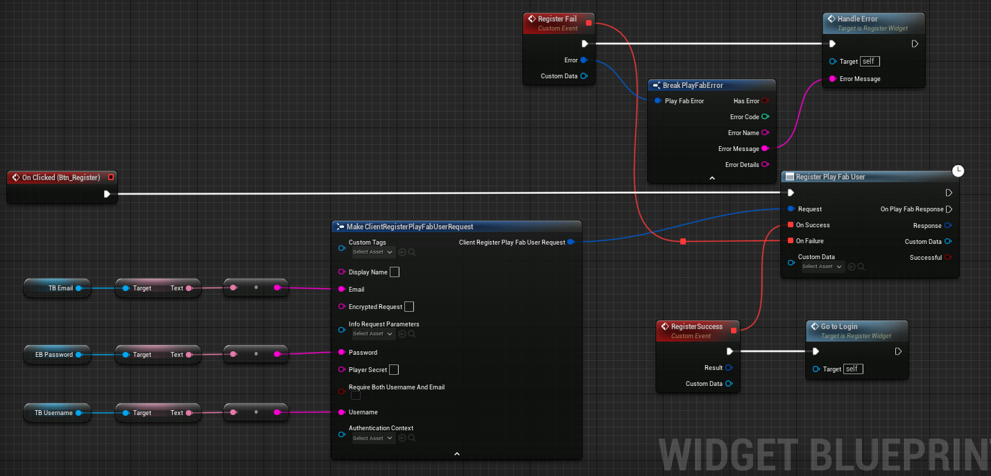 Handle register with PlayFab functionality