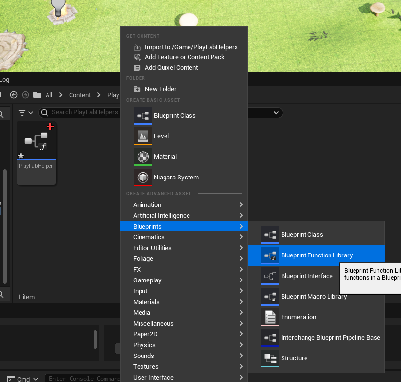 Create Play Fab Helper function