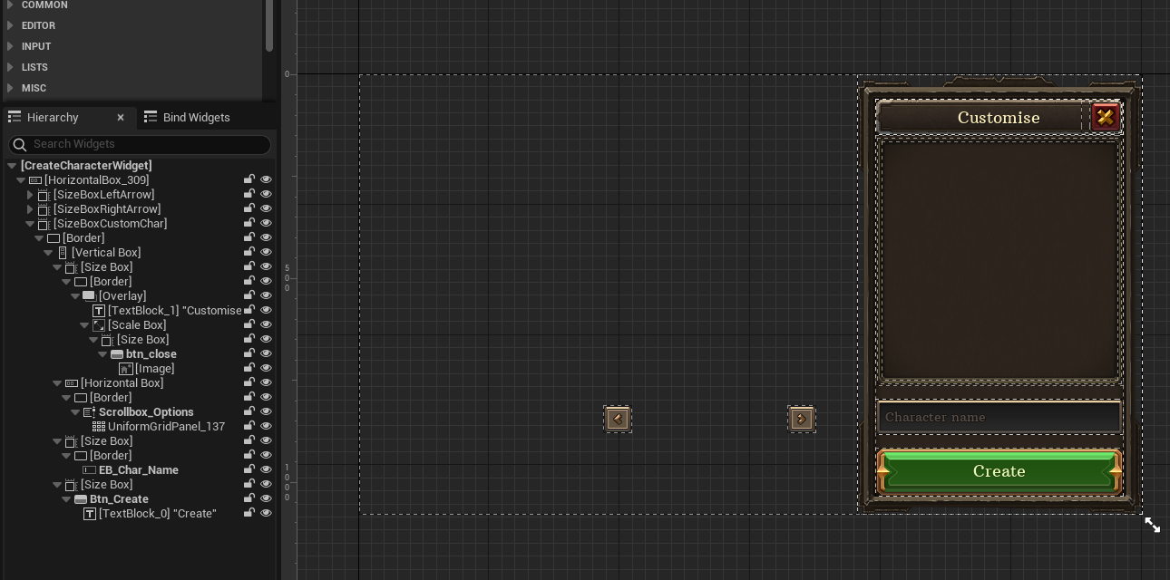 Create character widget