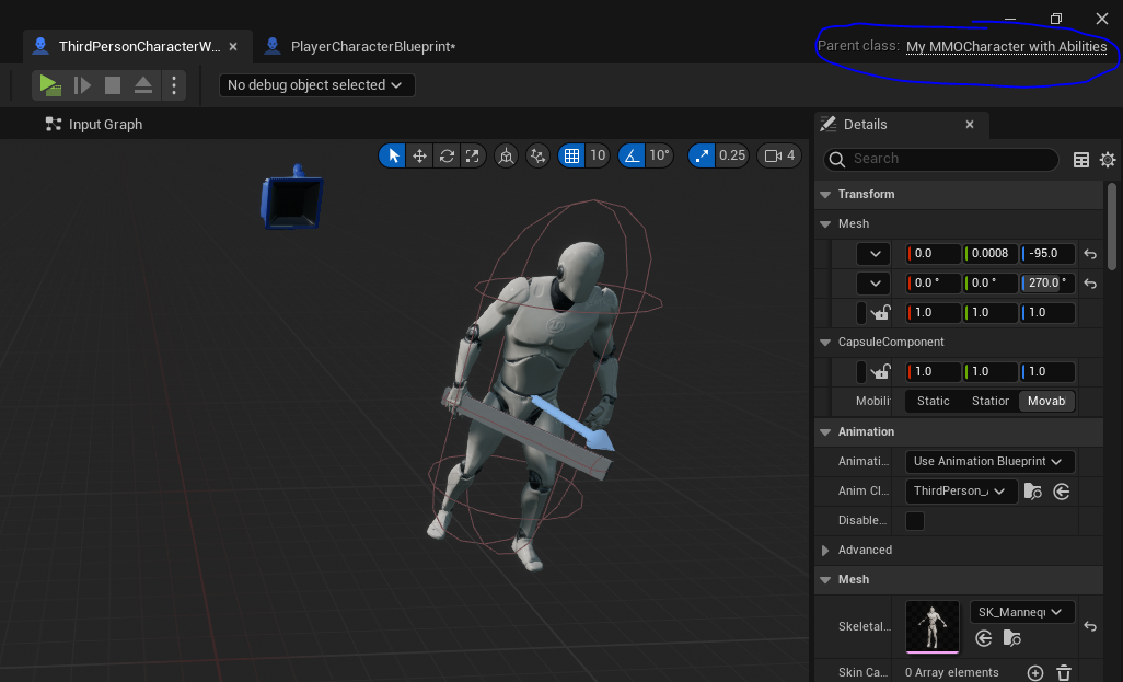 MMO Character with abilities