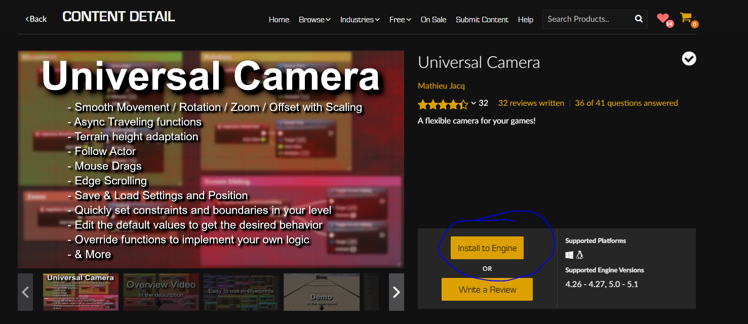 Install Universal Camera Plugin to your engine
