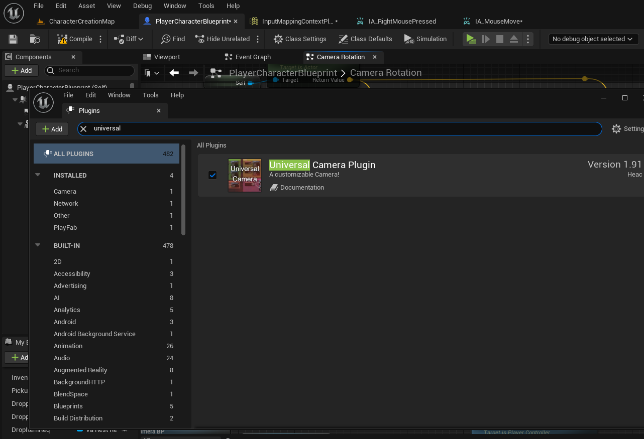 Enable the universal camera plugin