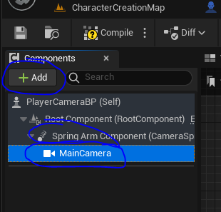 Add 'Camera' component to the Spring Arm component