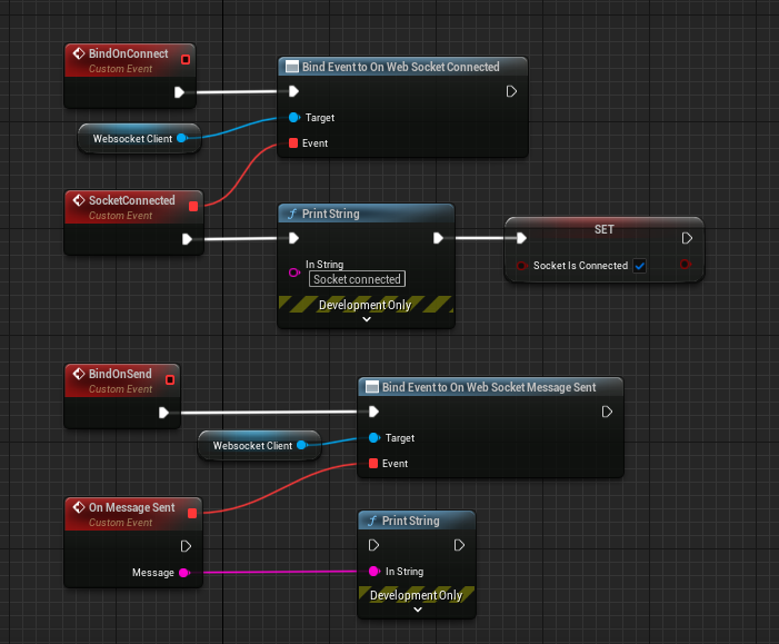 Bind on connect and on send events