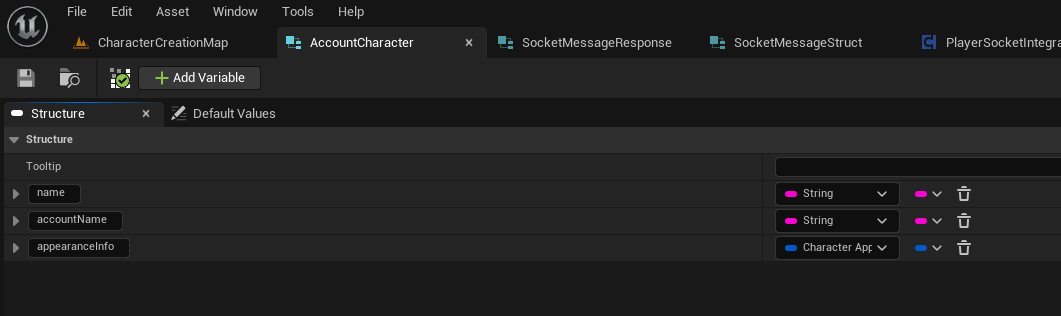 account character struct