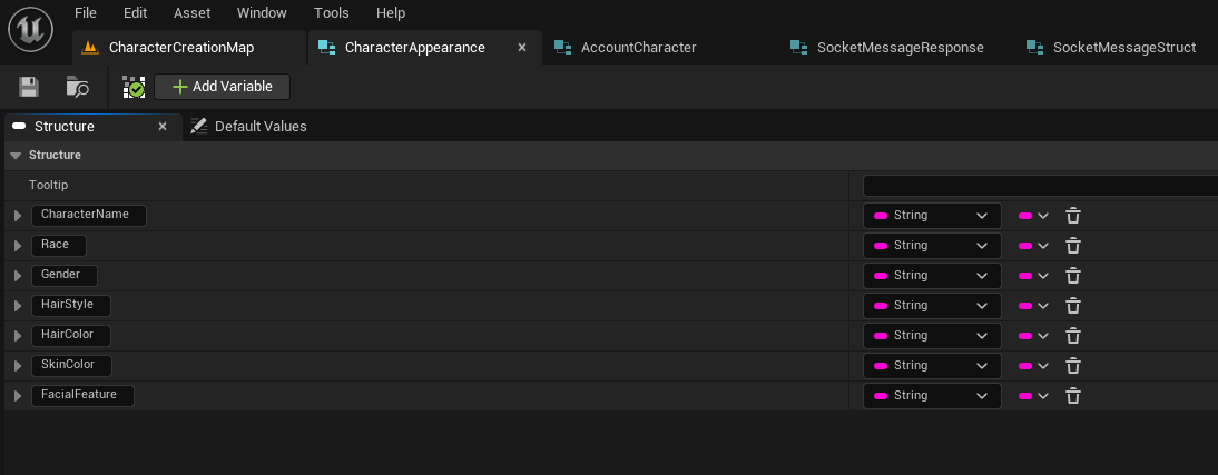 Character appearance struct