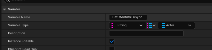List of actors variable to be synched