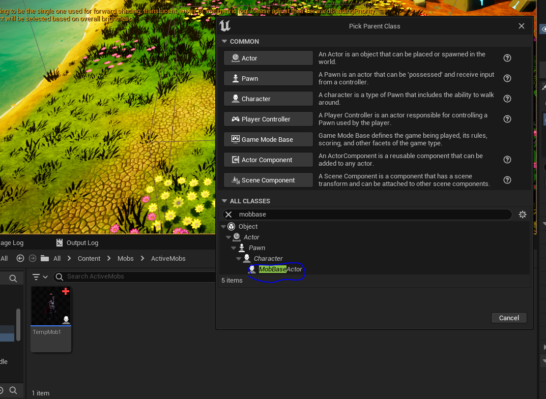 Create mob base actor manually