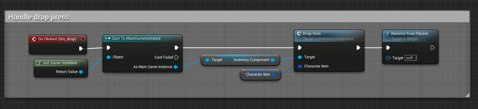 Handle item drop from item slot menu