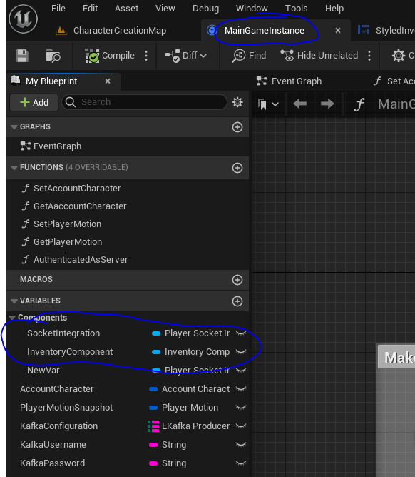 Add the components to game instance