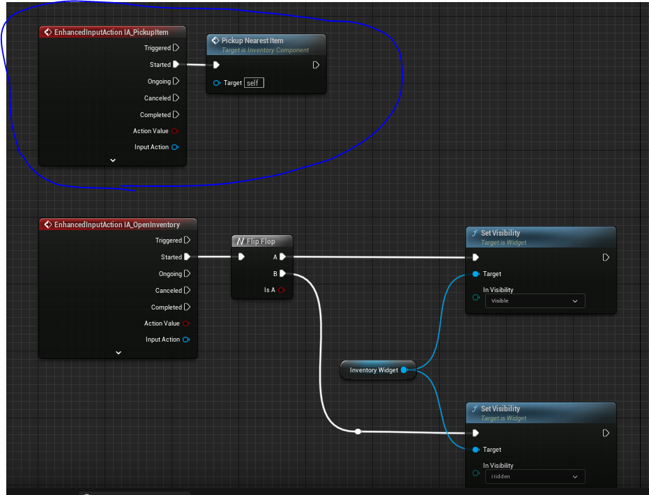 Pickup item and toggle open inventory buttons