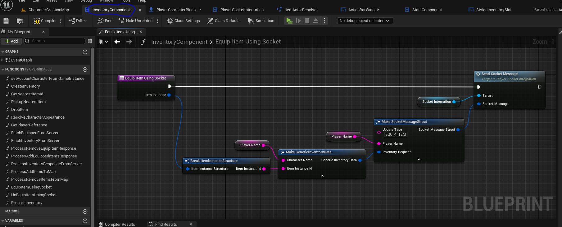 Handle equip item with websocket