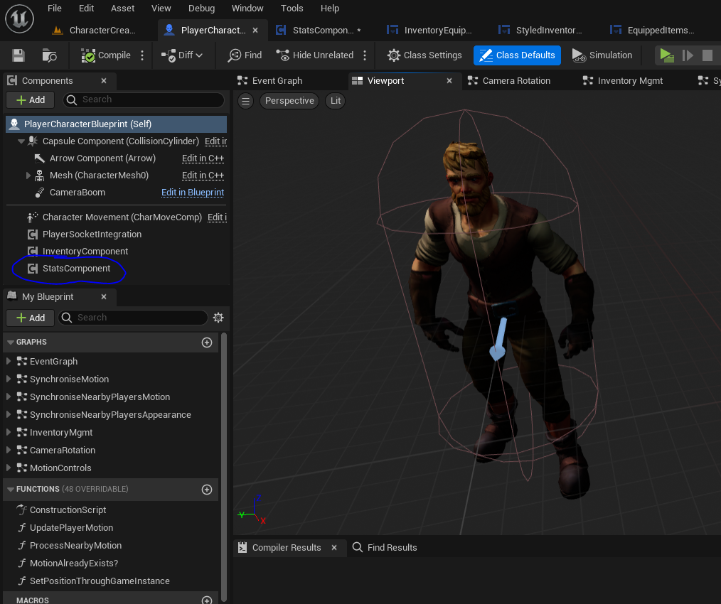 Add stats component to our character