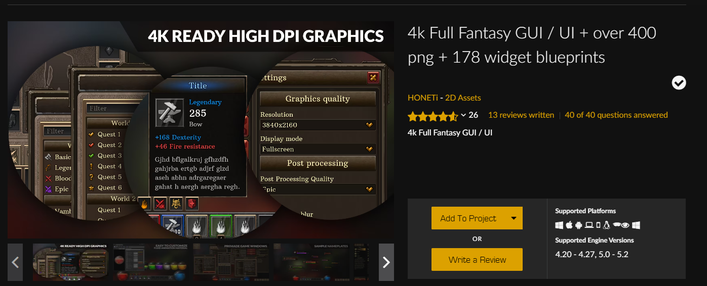 fantasy gui asset pack