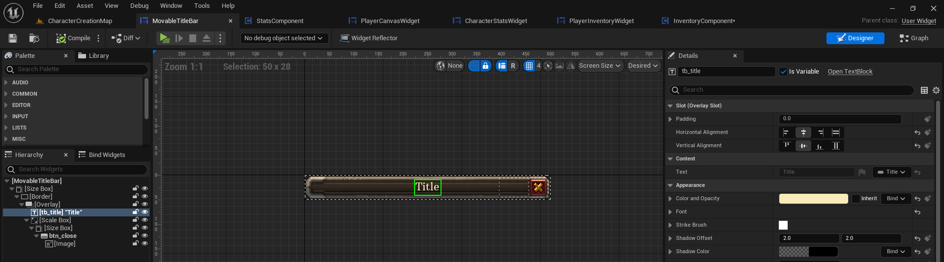 Title bar widget
