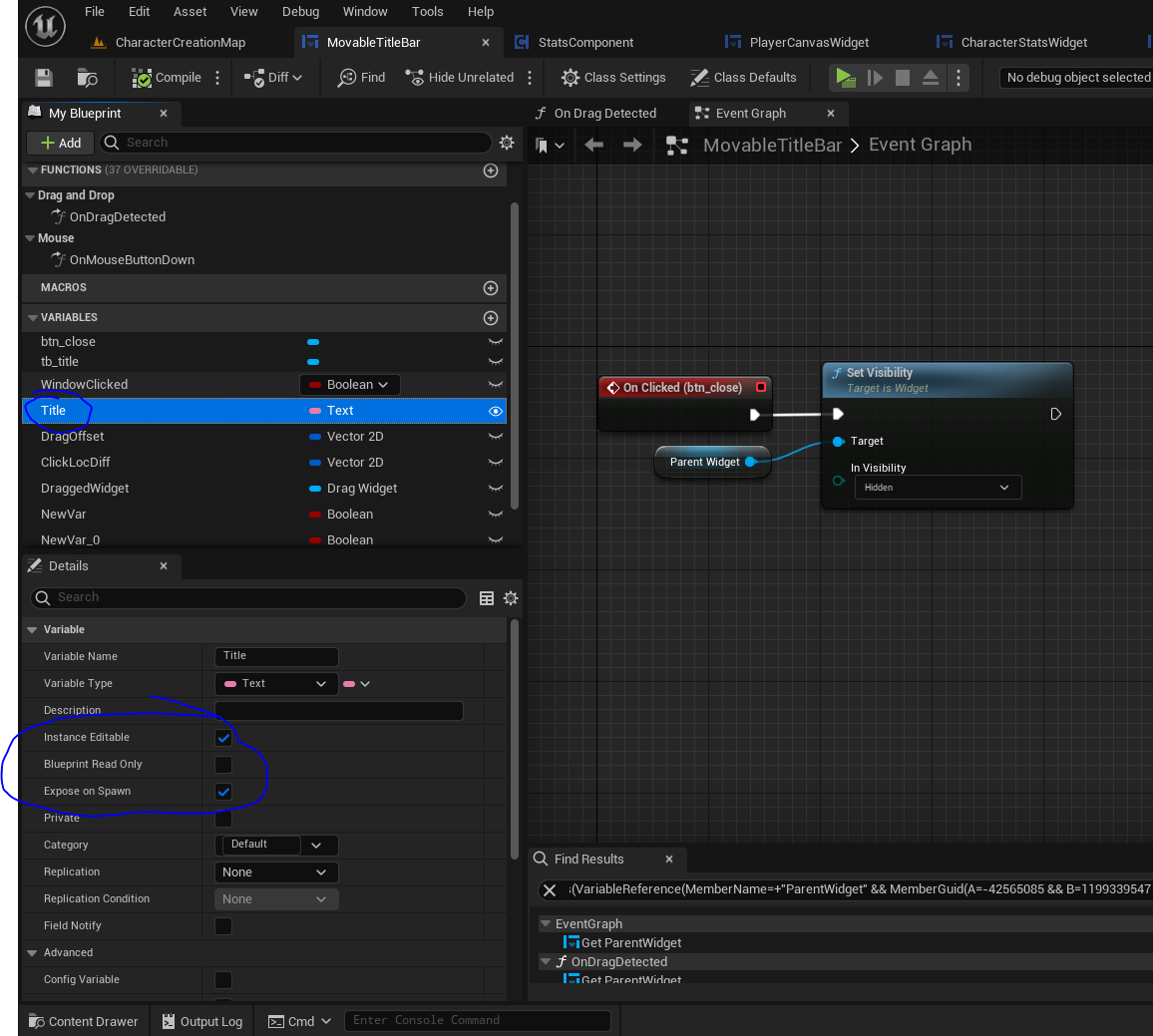 Graph for movable title bar widget