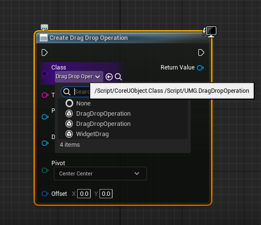 Create drag drop operation