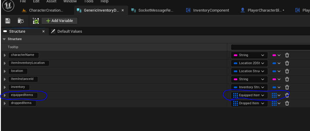 Equipped items in generic inventory data