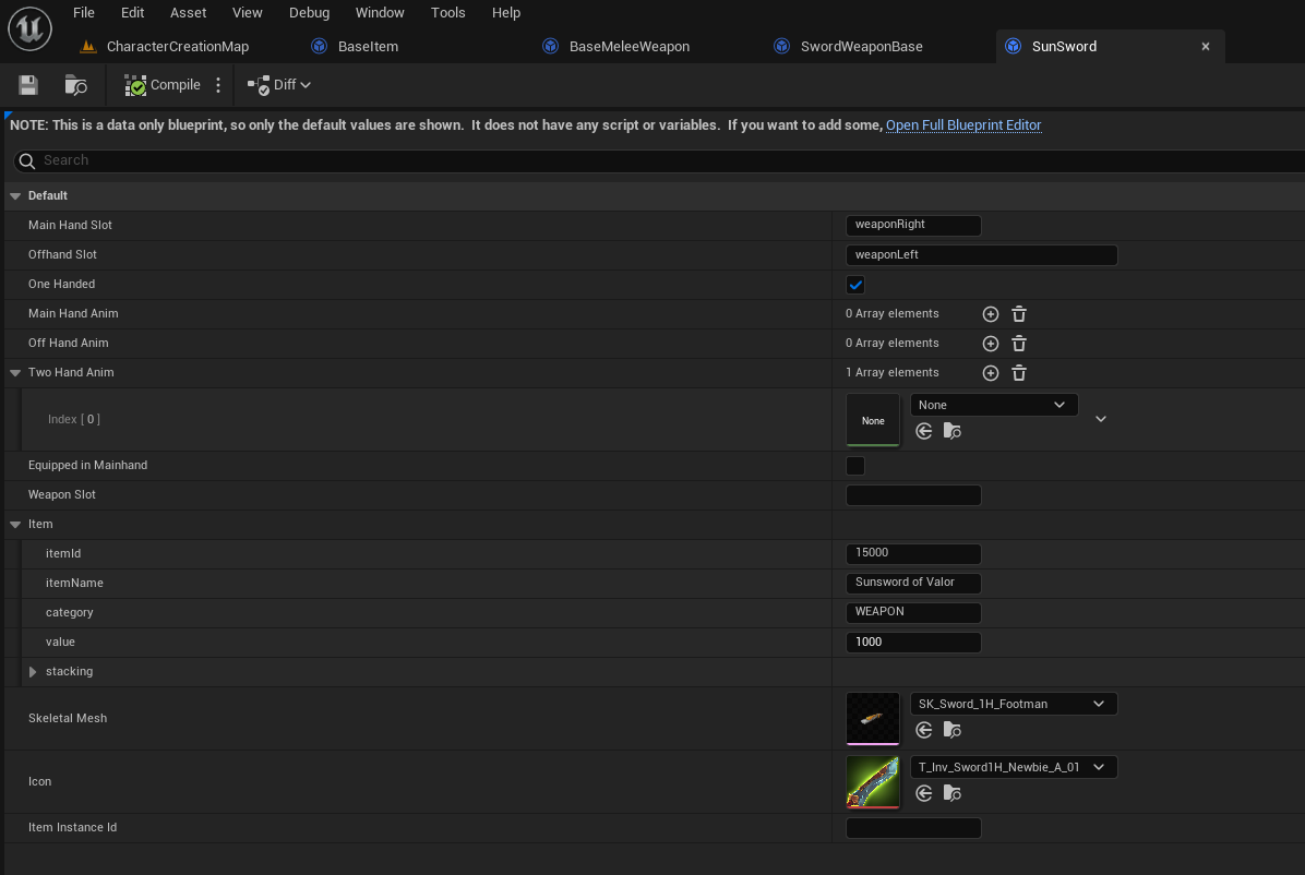 Basic weapon parameter definitions