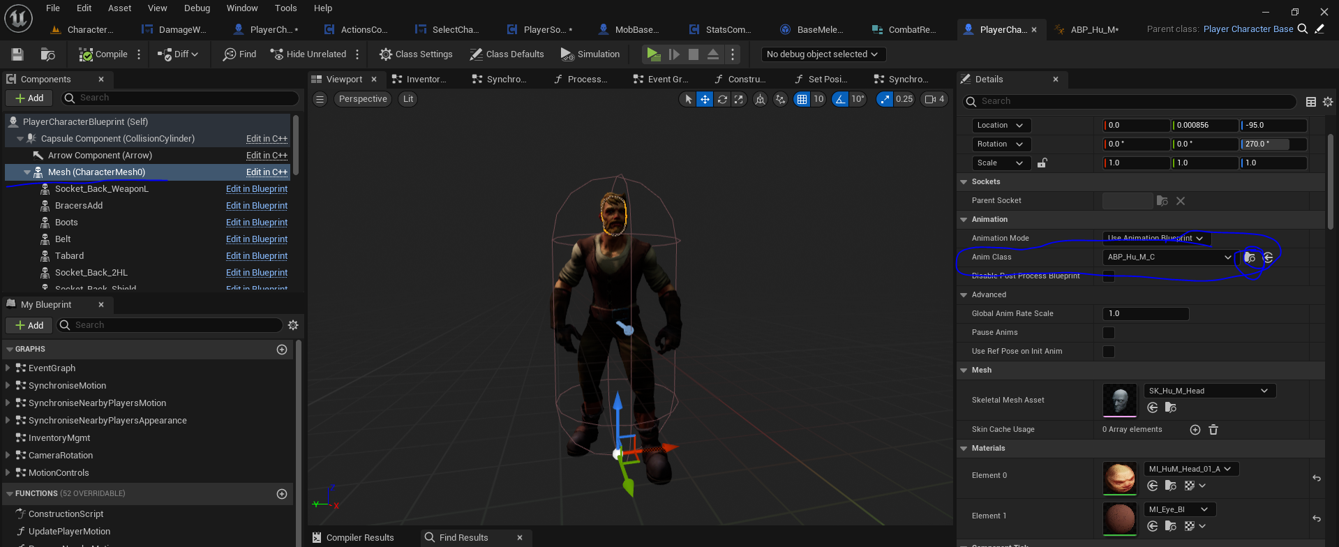 Find animation blueprint used on character