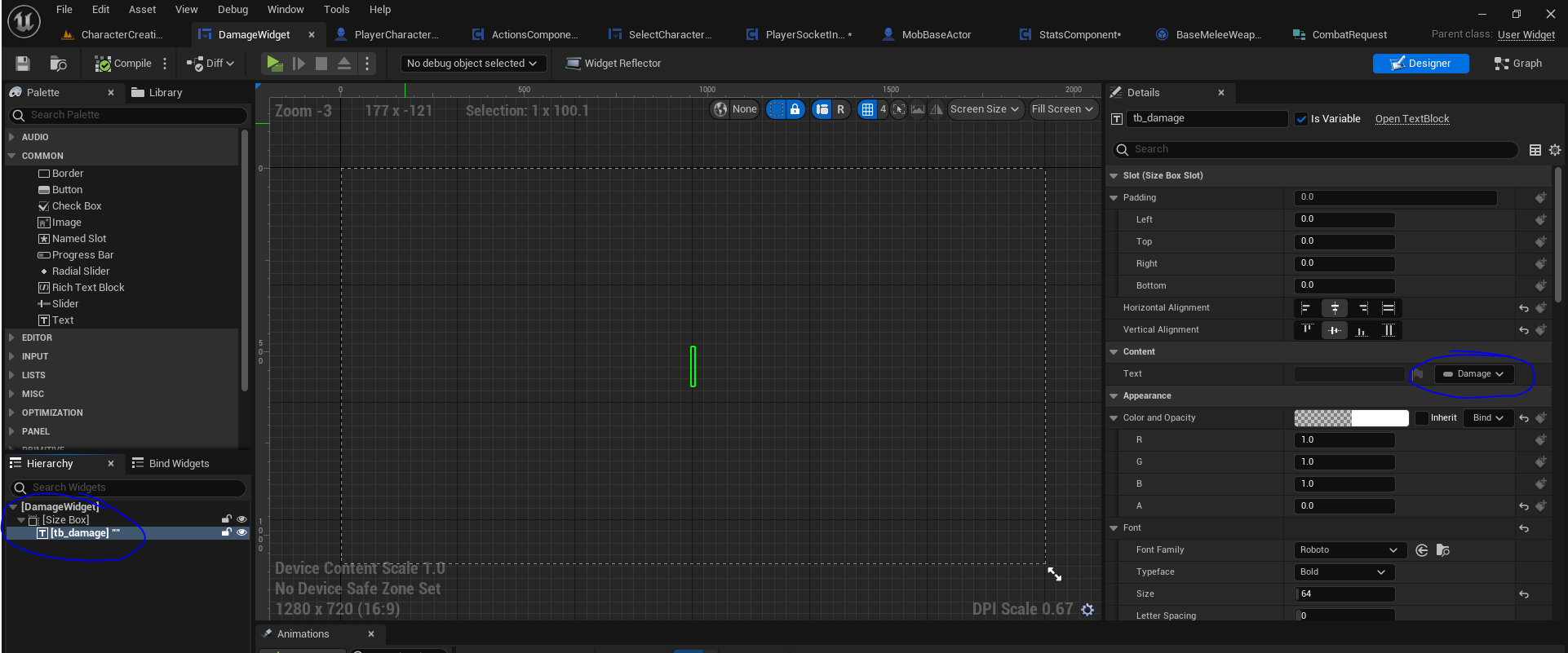 Create basic damage widget