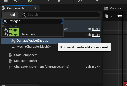 Adding widget to mob