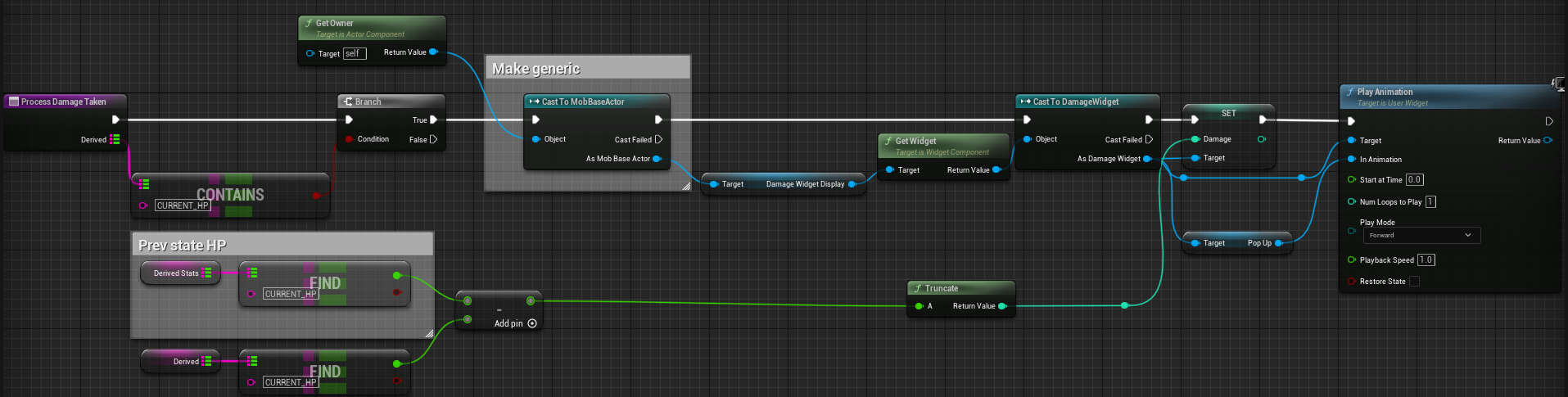Play animation for damage widget