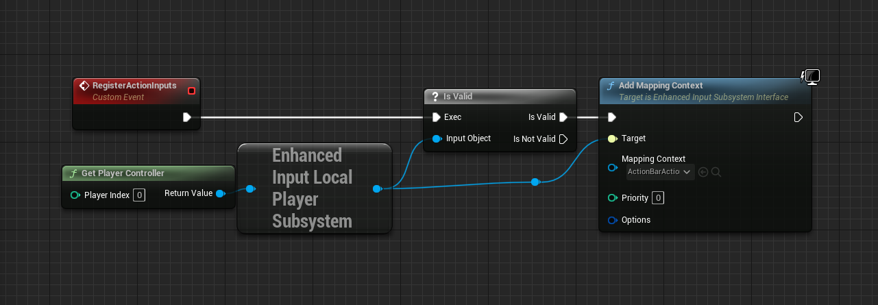 Registering action inputs