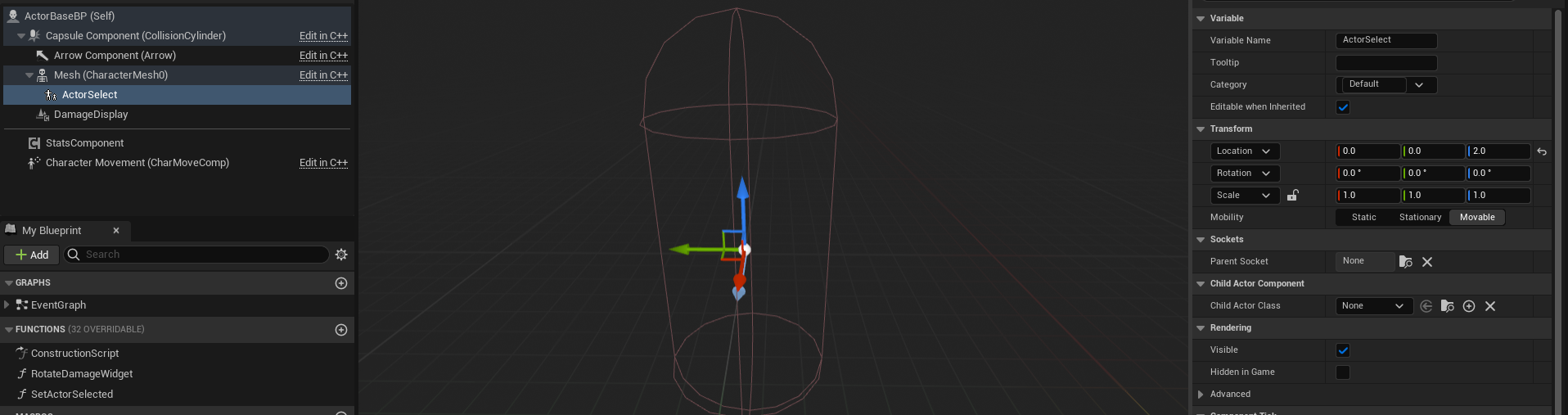 Setting transform details for actor