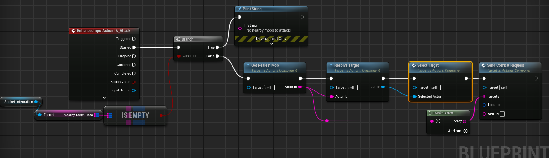 Link select target on attack input action.