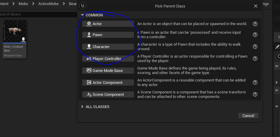 Creating actor, pawn or character