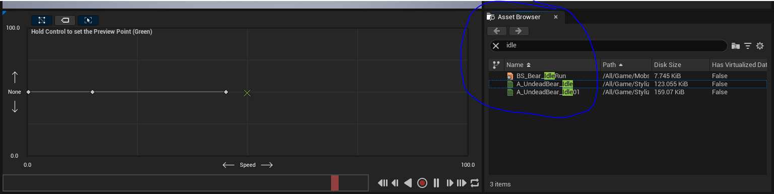 find anim sequence in asset browser