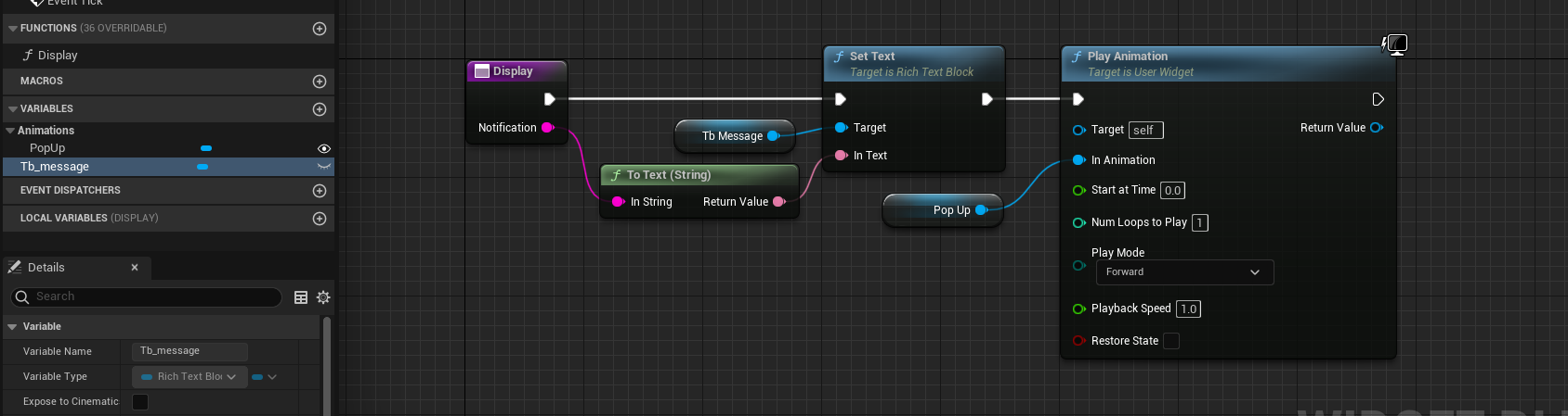 setting text and playing animations.