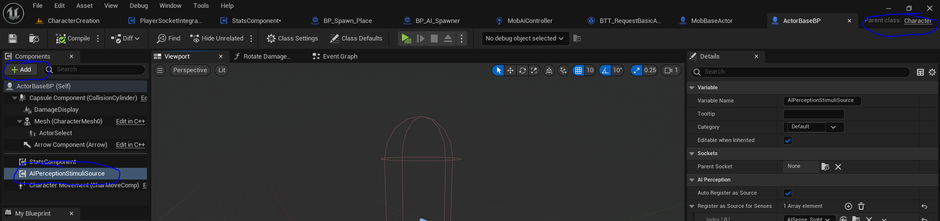 adding ai perception stimuli source to your player blueprint