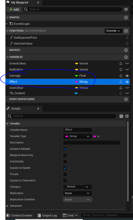 Add Damage and Effect parameters to widget