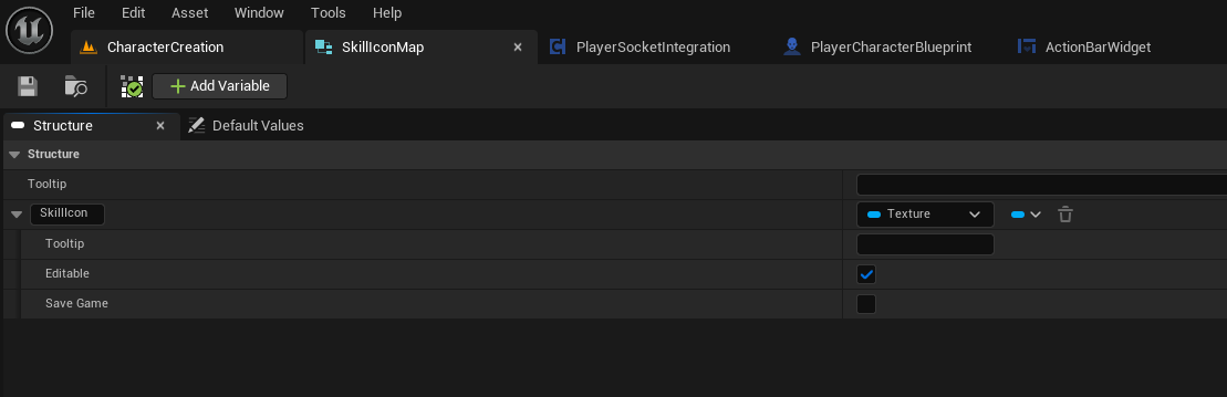 Skill Icon Map struct to use with Data Table