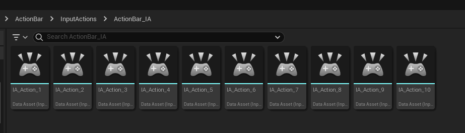 create 10 input actions