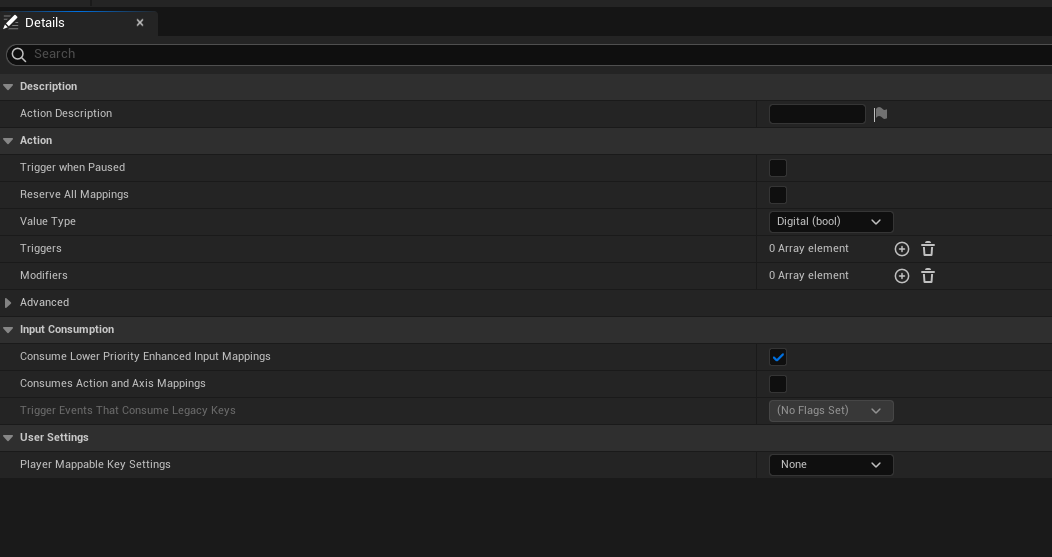 Keep default values for the input actions